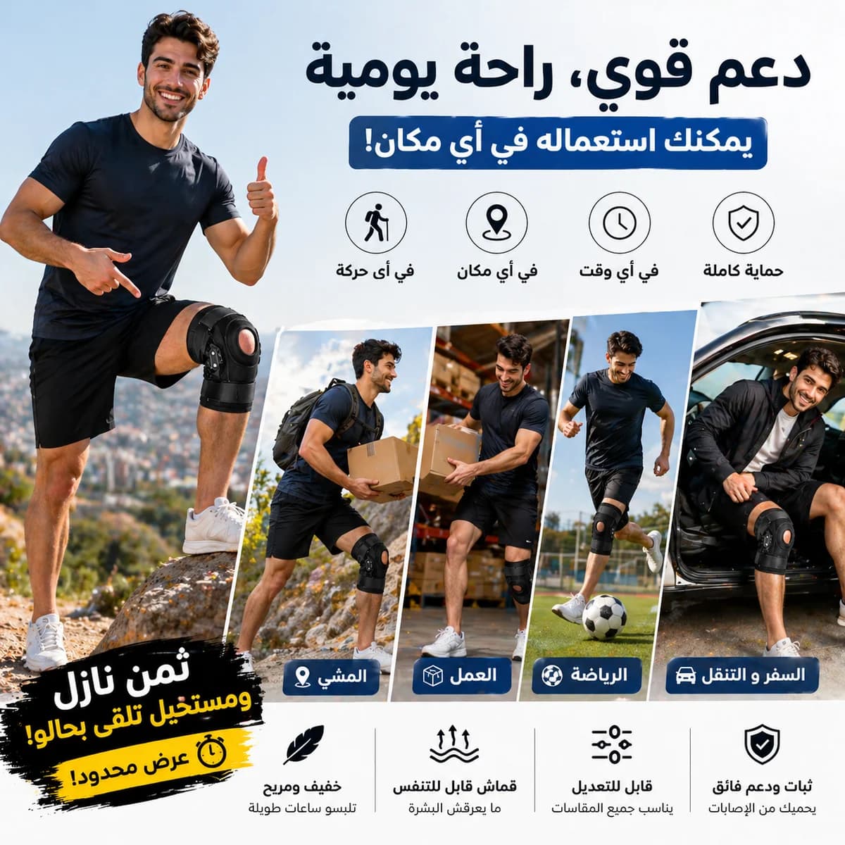 باندة قوية للركبة تهنيك من مشاكل الركابي — 3/8